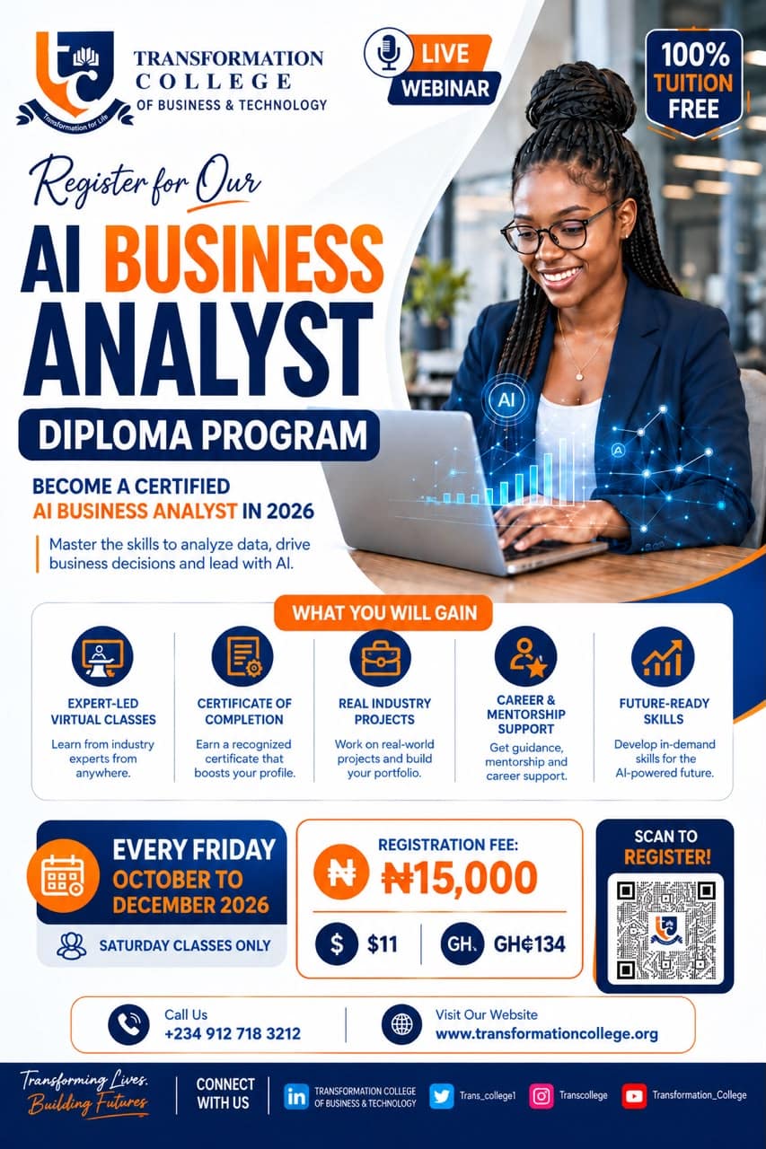 AI Business Analyst programme flyer