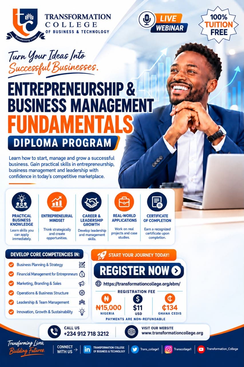 Entrepreneurship and Business Management programme flyer